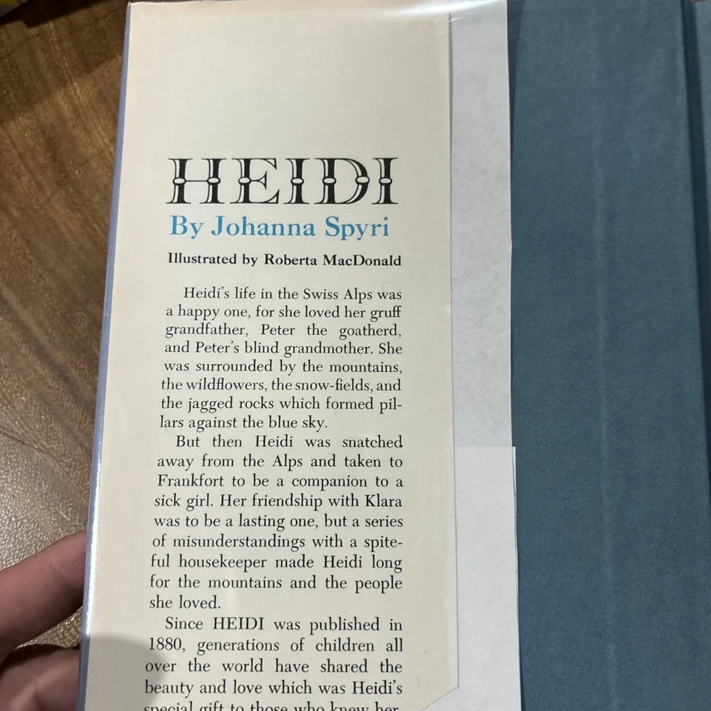 Vintage 1954 Heidi Johanna Spyri Hardcover Book Dust Jacket Junior Deluxe